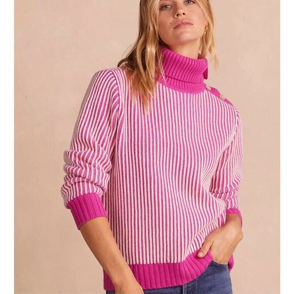 Summersalt The Luxe Cashmere Wool Blend Sweater size M Pink Button Neck Pullover - Picture 1 of 10